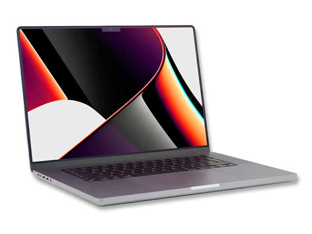 Front-facing view of an open Apple MacBook Pro laptop showcasing a bright, thin-bezel Liquid Retina XDR screen with vibrant desktop wallpaper.