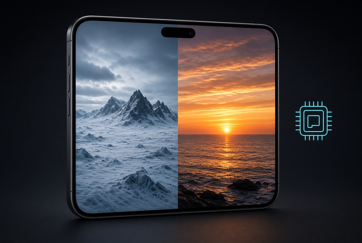 Slide and wipe transitions built from one live clip and a frozen outgoing frame moving off a phone screen.